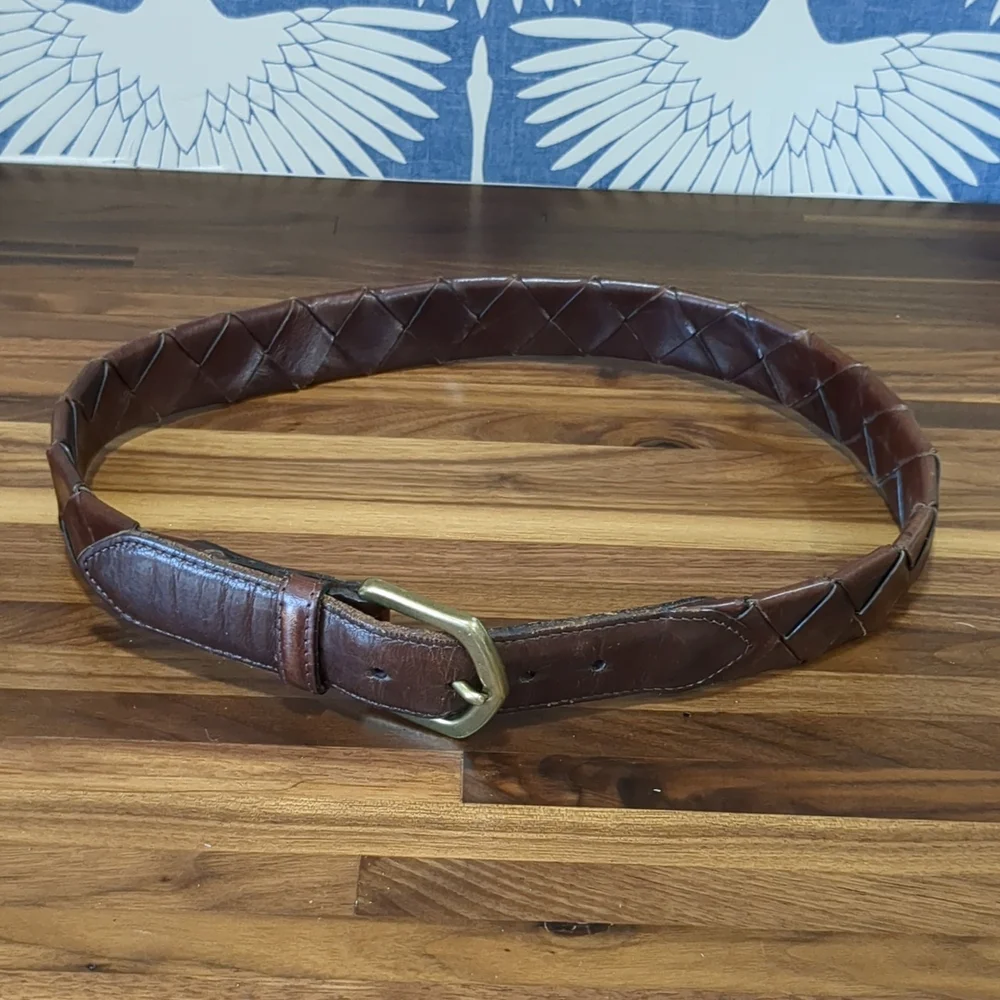 Coach braided brown leather belt size 30